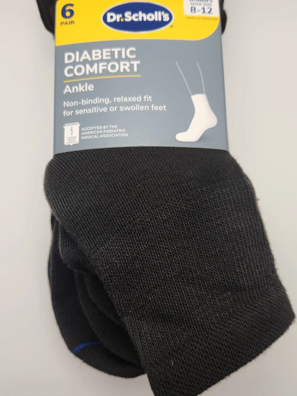 Dr. Scholl's Black Diabetic Comfort Ankle Socks - Black (6 Pair)